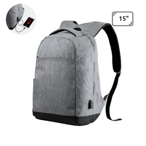 Zaino porta pc antitaccheggio da 15" in poliestere 600D con connettore USB integrato per power bank e aggancio trolley
