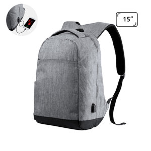 Zaino porta pc antitaccheggio da 15" in poliestere 600D con connettore USB integrato per power bank e aggancio trolley