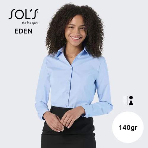 Camicia SOL'S EDEN da donna a maniche lunghe in cotone elasticizzato da 140gr