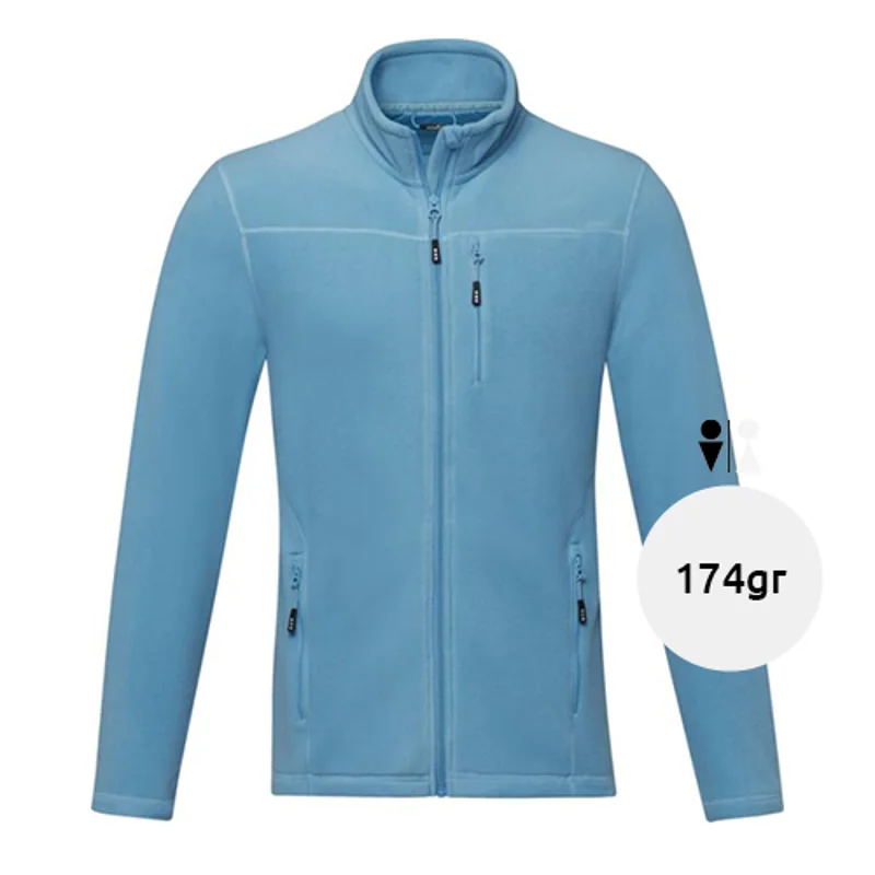 Giacca da uomo in pile con zip integrale in materiale riciclato certificato