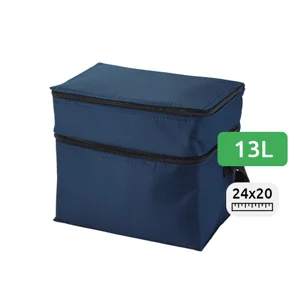 Borsa termica a doppio scomparto in poliestere da 13L con tracolla regolabile 24.5x20x30cm