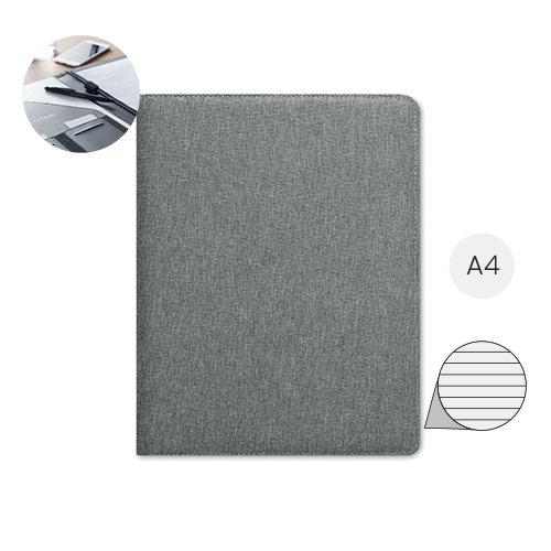 Cartella in RPET con blocco appunti in formato A4 e scomparti interni