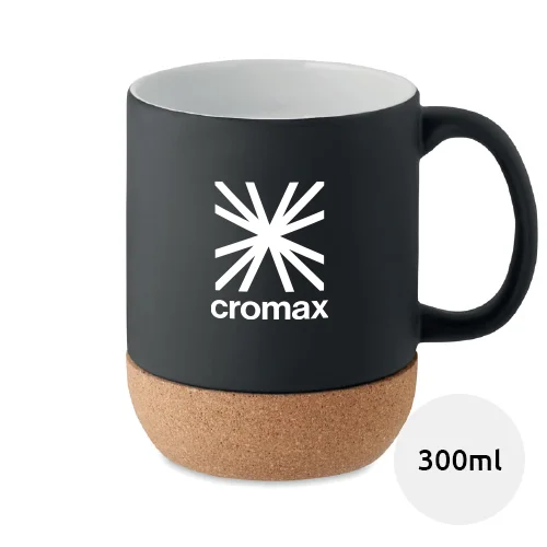 Tazza in ceramica da 300ml con finitura opaca e base in sughero e scatola
