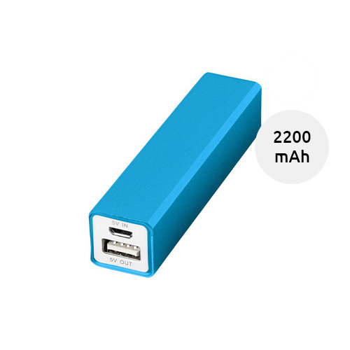 Power bank portatile in alluminio disponibile in varie colorazioni da 2200mAh