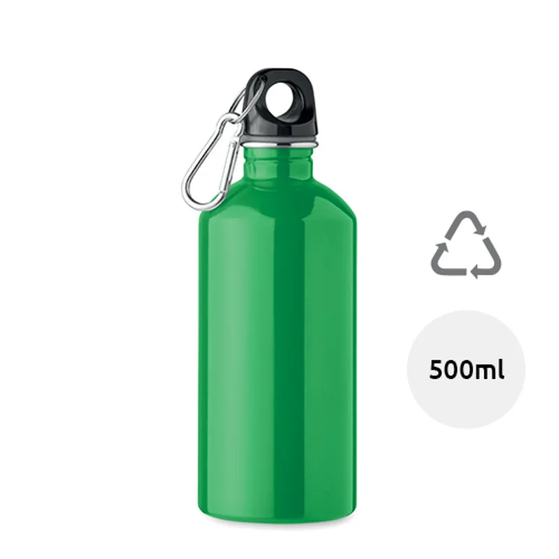 Borraccia in acciaio inox riciclato con moschettone da 500ml