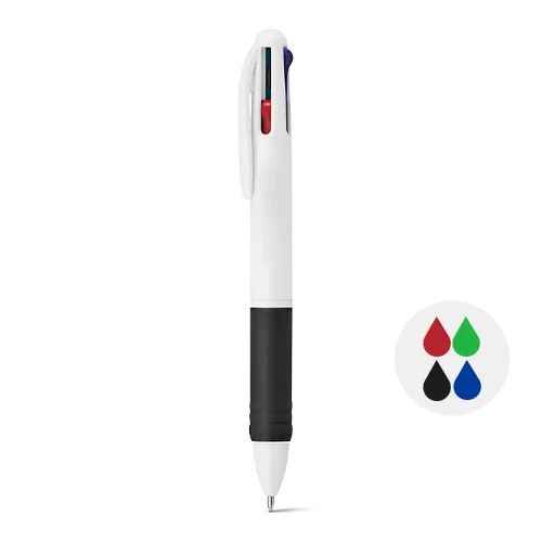 Penna a sfera in plastica multicolore 4 in 1 con impugnatura antiscivolo colorata e refill nero rosso verde blu