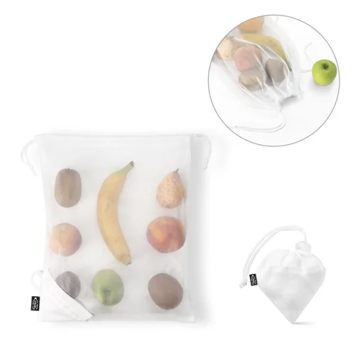 Sacca pieghevole in RPET trasparente con chiusura a coulisse da 190T 32x40cm