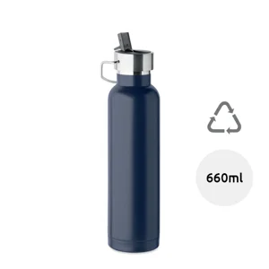 Borraccia doppio strato in acciaio inox riciclato con cannuccia e manico 660ml