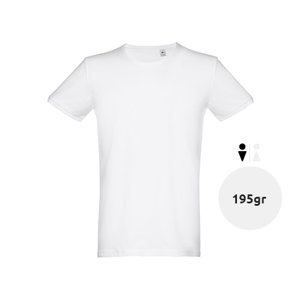 T-shirt da uomo bianca a girocollo in piqué 100% cotone 195gr