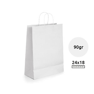 Shopper in carta kraft bianca formato piccolo da 90gr 18x24x8cm
