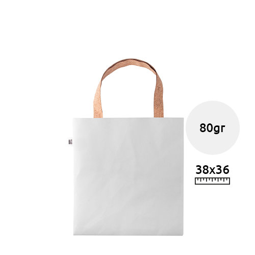 Shopper in RPET e manici sughero personalizzabile 2 lati in sublimazione da 80gr 36×38cm