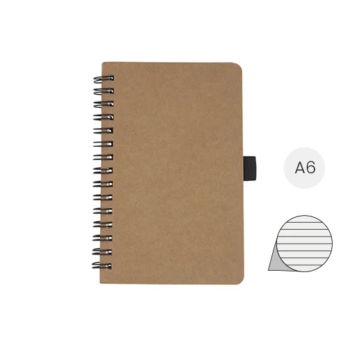 Block notes A6 in cartone riciclato e 70 fogli a righe in carta di pietra con rilegatura a spirale