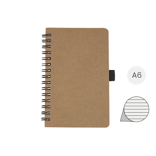 Block notes A6 in cartone riciclato e 70 fogli a righe in carta di pietra con rilegatura a spirale