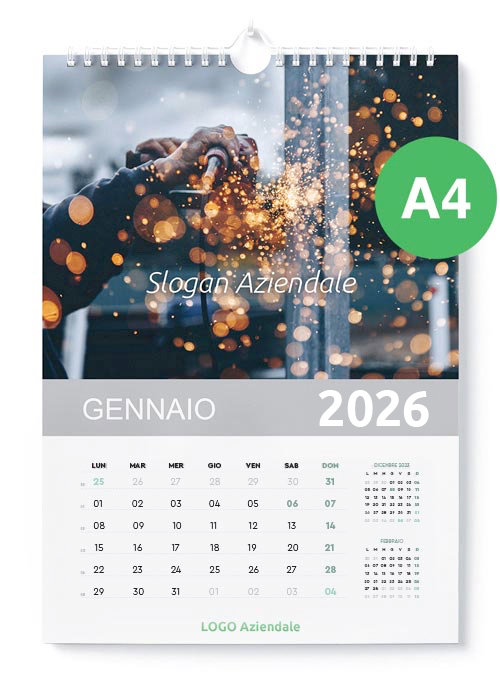 Calendari Aziendali da Parete Personalizzati formato A4. Possibilità di richiedere anche il progetto grafico