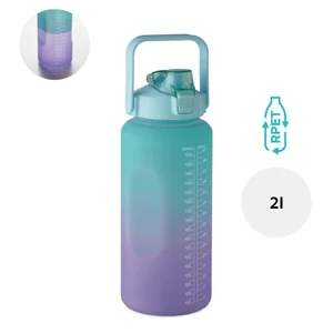 Borraccia motivazionale in RPET con coperchio flip-top e cannuccia da 2000ml