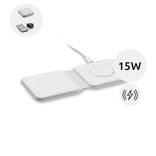 Caricatore in abs pieghevole 2 in 1 per smartphone e smartwatch (solo apple) da 15W