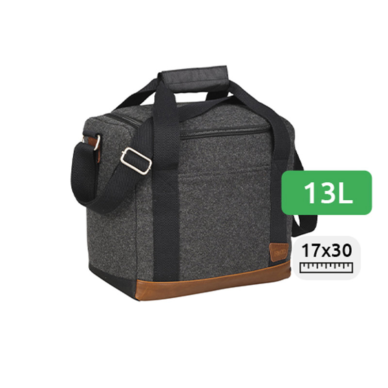 Borsa termica in lana e poliestere da 13L per 12 bottiglie con dispositivo di raffreddamento e apribottiglie 17.5x28x30.5cm