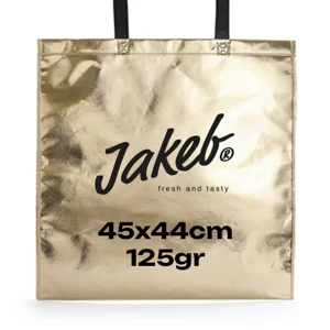 Shopper in TNT laminato metallico in diverse colorazioni con manici corti neri da 125gr 45x44cm