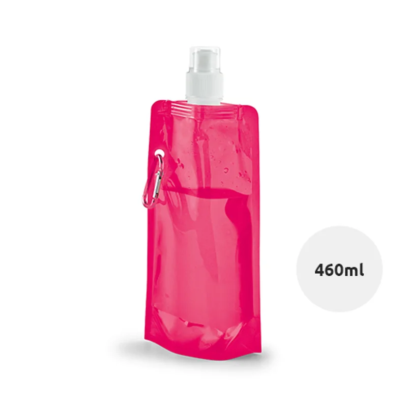 Borraccia pieghevole in PE da 460 ml con moschettone