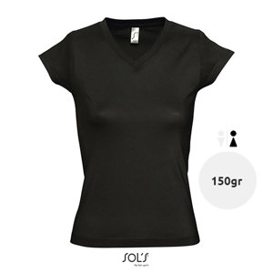 T-shirt da donna colori assortiti scollo a v taglio sfiancato 100% cotone 150gr
