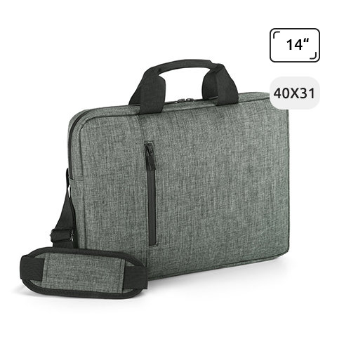 Borsa porta pc da 14'' in poliestere 600D con tracolla regolabile e aggancio trolley 31x11x40cm
