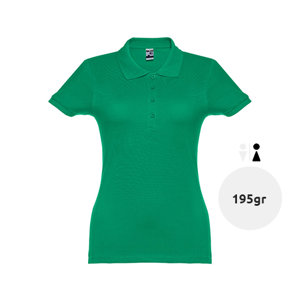 Maglietta polo da donna colori assortiti in tessuto piqué a maniche corte taglio aderente 100% cotone 195gr
