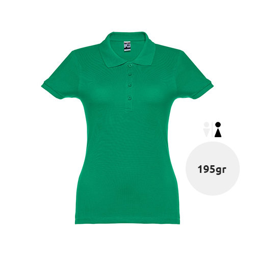 Maglietta polo da donna colori assortiti in tessuto piqué a maniche corte taglio aderente 100% cotone 195gr