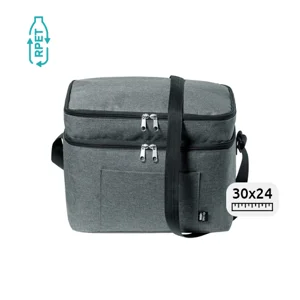 Borsa termica in RPET a doppio scomparto con tracolla regolabile 30×24×19.5cm