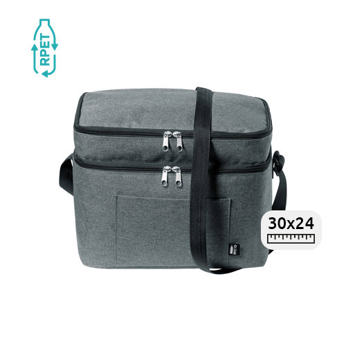 Borsa termica in RPET a doppio scomparto con tracolla regolabile 30×24×19.5cm