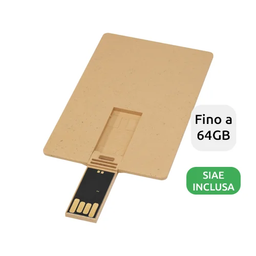 Chiavetta USB a forma di carta di credito con scocca biodegradabile da 1GB a 64GB