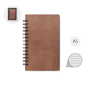 Block note A5 a spirale con copertina rigida in betulla pagine a righe e semi trapiantabili di betulla con confezione regalo