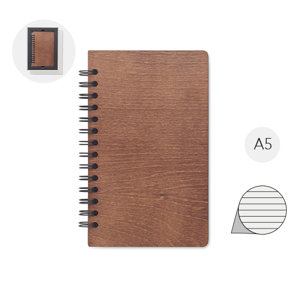 Block note A5 a spirale con copertina rigida in betulla pagine a righe e semi trapiantabili di betulla con confezione regalo
