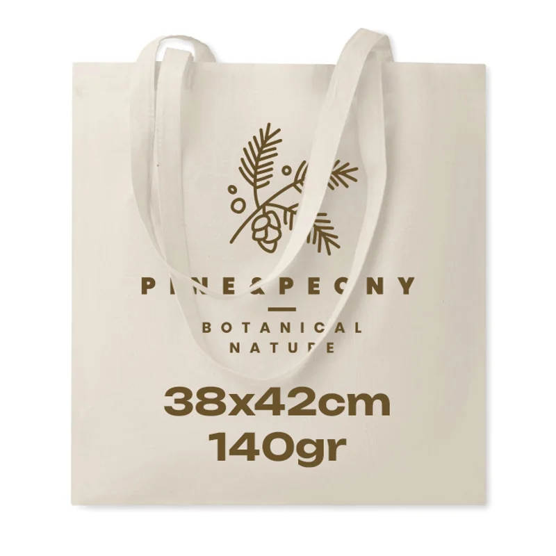 Shopper in cotone con manici lunghi in colore naturale da 140gr 38X42CM