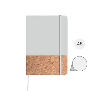 Block Notes A5 con copertina in sughero e pelle PU e 98 fogli bianchi con cinturino e segnalibro in coordinati
