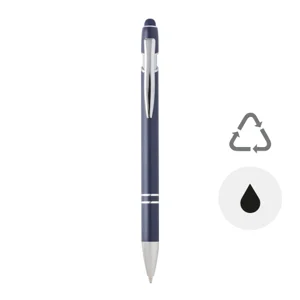 Penna a sfera touch in alluminio riciclato e finitura argentata refill nero