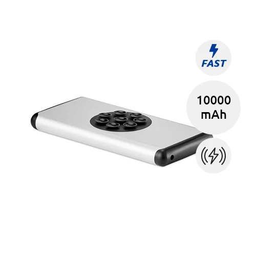 Power bank in alluminio wireless a ventose con con ricarica veloce da 10000mAh