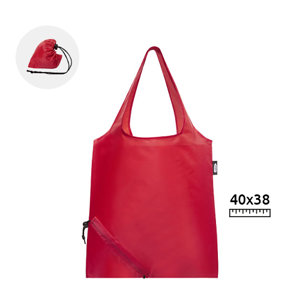 Shopper pieghevole in RPET con manici lunghi e chiusura a coulisse in diverse colorazioni 38x40cm