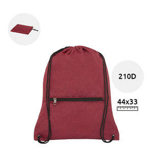 Sacca pieghevole in poliestere effetto melange con tasca frontale e chiusura a coulisse da 210D 33X44cm