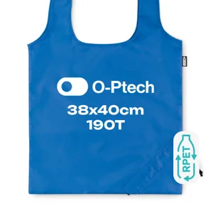 Shopper pieghevole in RPET 190T con manici e chiusura a coulisse 38x40cm