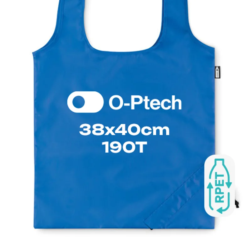 Shopper pieghevole in RPET 190T con manici e chiusura a coulisse 38x40cm
