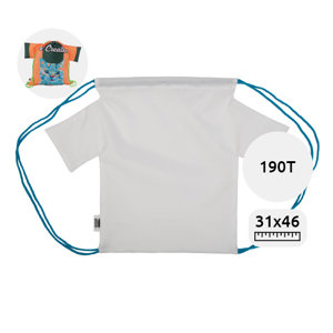 Sacca in RPET a forma di maglietta con cordini colorati totalmente personalizzabile in sublimazione da 190T 61×46cm