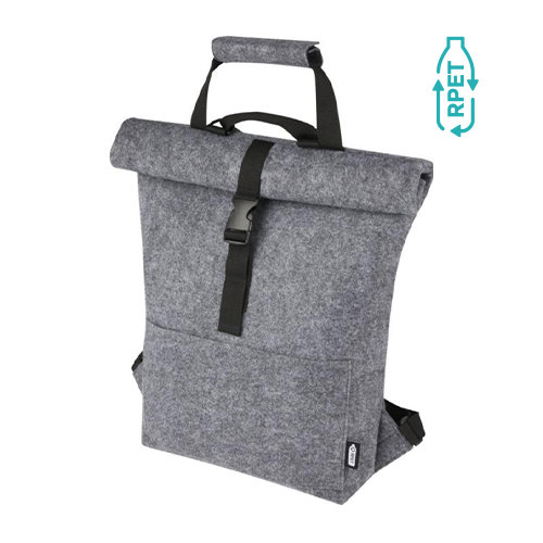 Zaino multifunzionale in feltro riciclato certificato GRS con ganci per bicicletta e chiusura arrotolabile da 13L 37x11x42cm