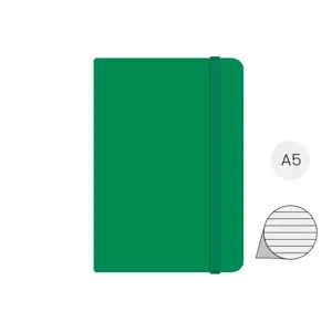 Block notes A5 con copertina in PU e 100 fogli a righe con segnalibro e cinturino in gomma coordinati