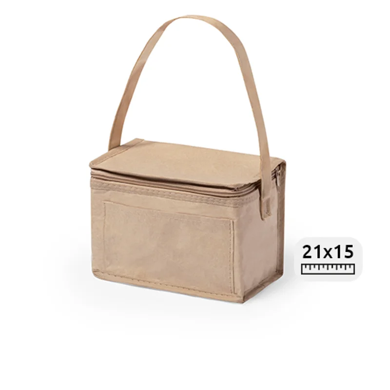 Borsa termica in carta riciclata per 6 lattine con imbottitura in alluminio 21×15×15cm