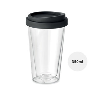 Bicchiere da viaggio in vetro con coperchio in silicone 350ml