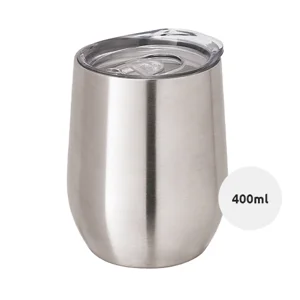 Bicchiere da viaggio in acciaio inossidabile a doppio strato con finitura lucida 400ml