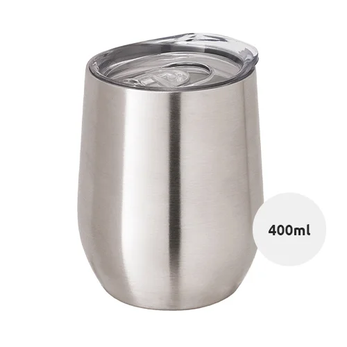 Bicchiere da viaggio in acciaio inossidabile a doppio strato con finitura lucida 400ml