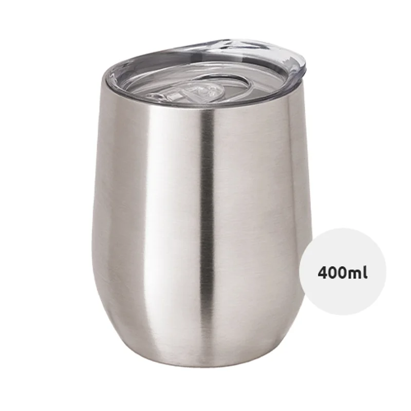 Bicchiere da viaggio in acciaio inossidabile a doppio strato con finitura lucida 400ml
