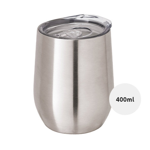 Bicchiere da viaggio in acciaio inossidabile a doppio strato con finitura lucida 400ml