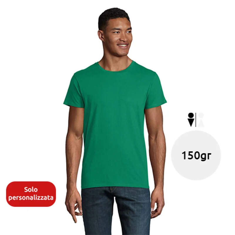T-shirt da uomo colori assortiti a girocollo taglio aderente 100% cotone biologico 150gr